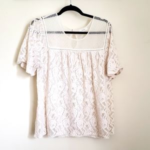 Maurices sheer cream lace top, sz 1